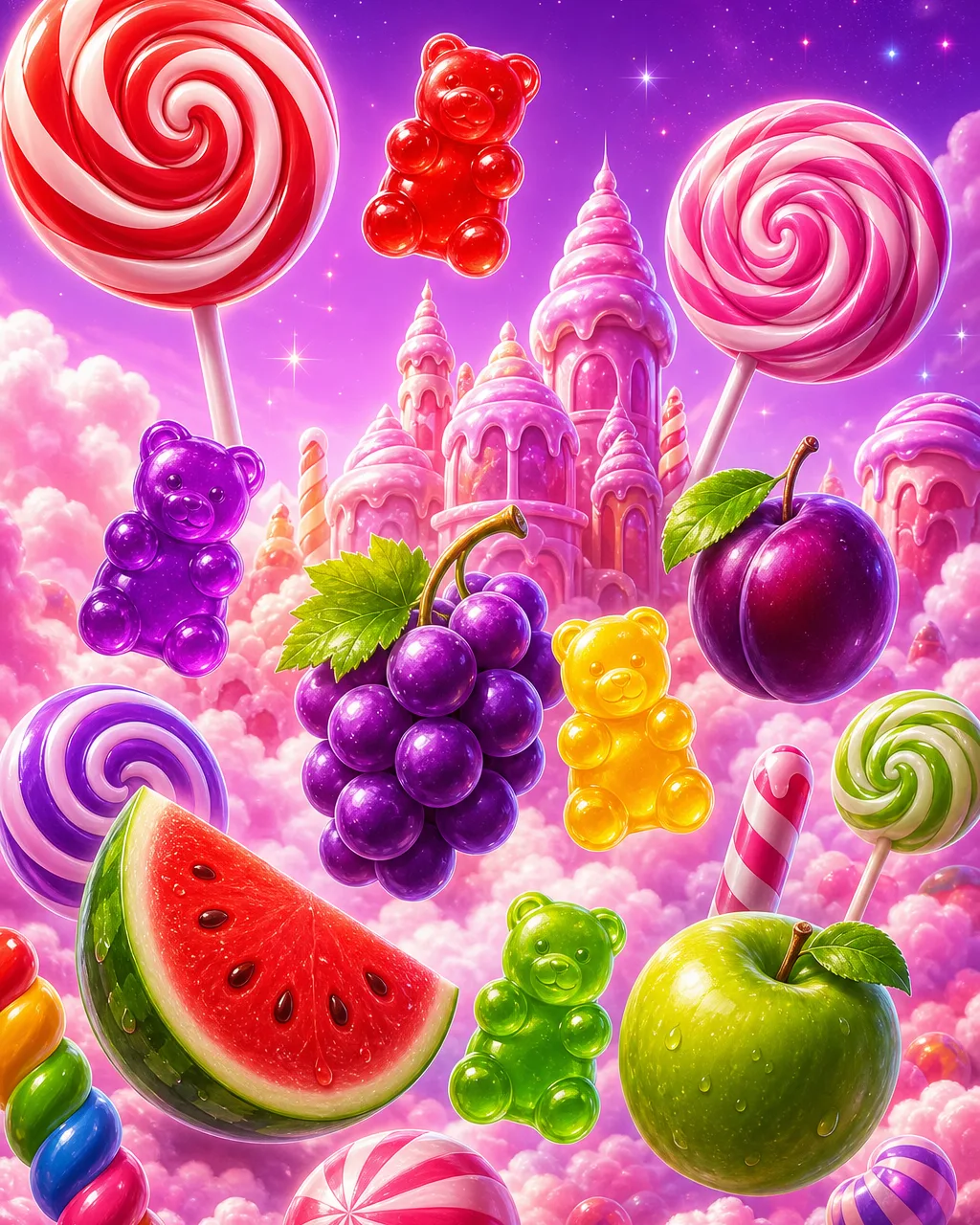 Obal slotu Sweet Bonanza s ovocem a bonbony