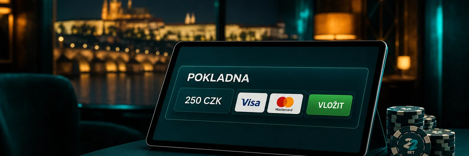 Pokladna 22Bet s platebními metodami a částkami v korunách