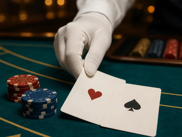 Znak blackjacku s kartami a žetonem