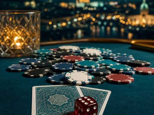 Znak pokeru s postupkou a žetony
