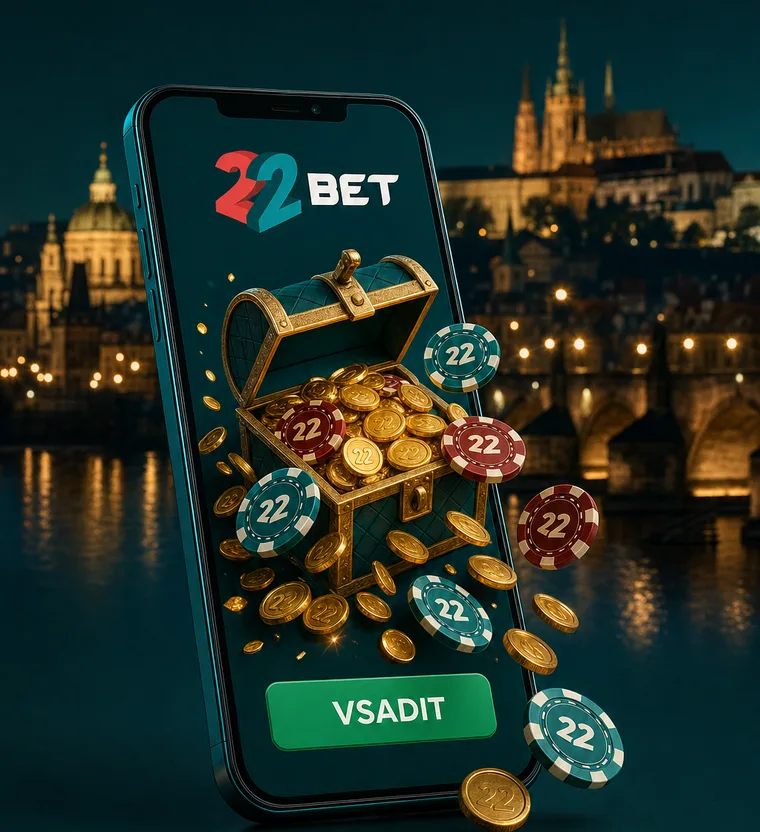 Aplikace 22Bet na obrazovce telefonu se sázkovým tiketem